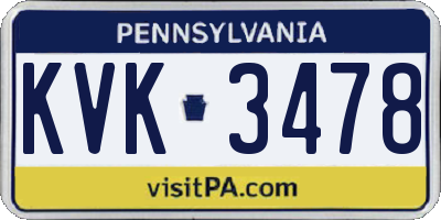 PA license plate KVK3478