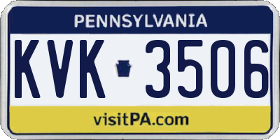 PA license plate KVK3506