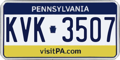 PA license plate KVK3507