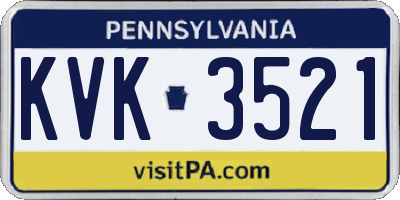 PA license plate KVK3521