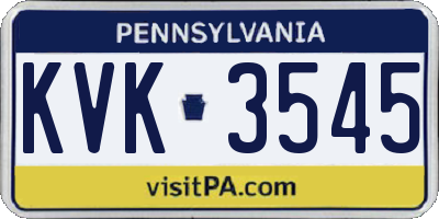 PA license plate KVK3545