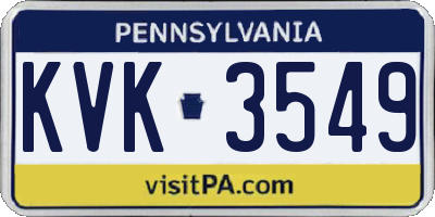 PA license plate KVK3549