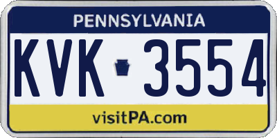 PA license plate KVK3554