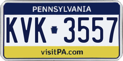 PA license plate KVK3557