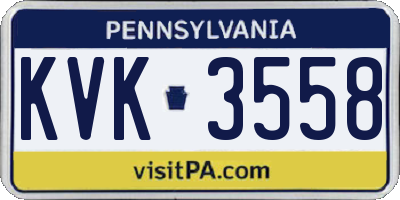 PA license plate KVK3558