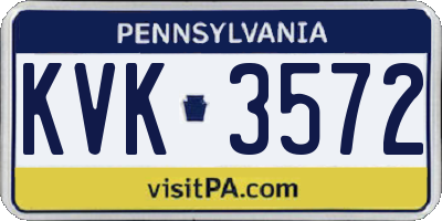 PA license plate KVK3572