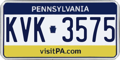 PA license plate KVK3575
