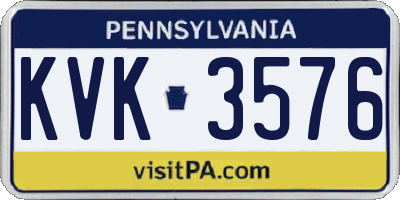PA license plate KVK3576