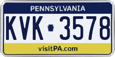 PA license plate KVK3578