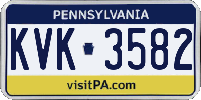 PA license plate KVK3582