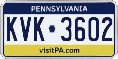 PA license plate KVK3602