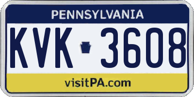 PA license plate KVK3608