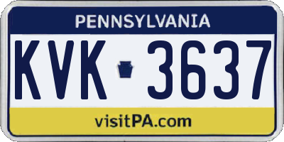 PA license plate KVK3637