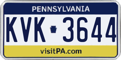 PA license plate KVK3644