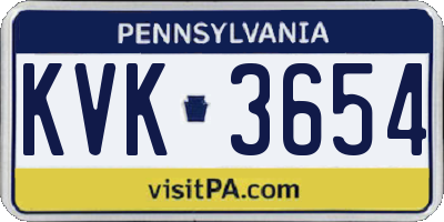 PA license plate KVK3654