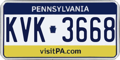 PA license plate KVK3668