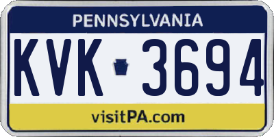 PA license plate KVK3694