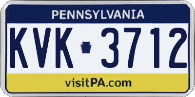 PA license plate KVK3712