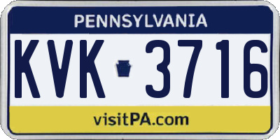 PA license plate KVK3716