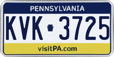 PA license plate KVK3725