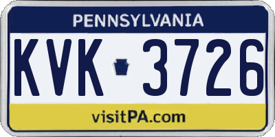 PA license plate KVK3726