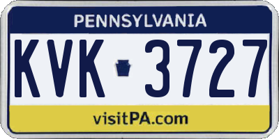 PA license plate KVK3727