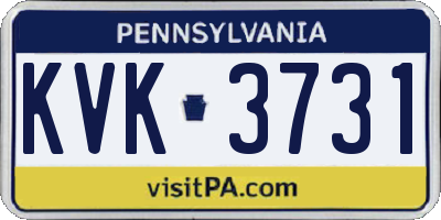 PA license plate KVK3731