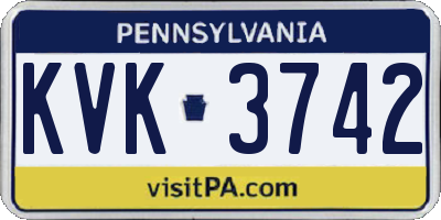 PA license plate KVK3742