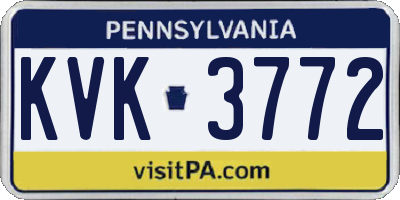PA license plate KVK3772