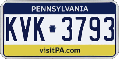 PA license plate KVK3793
