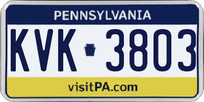 PA license plate KVK3803