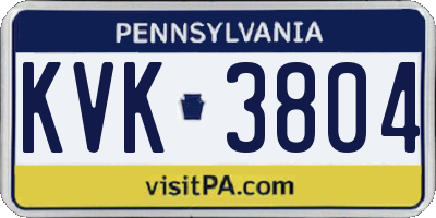 PA license plate KVK3804