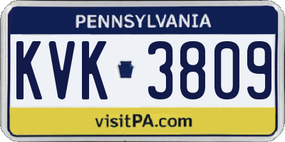 PA license plate KVK3809