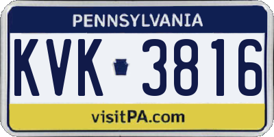 PA license plate KVK3816