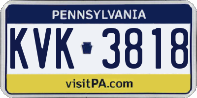 PA license plate KVK3818