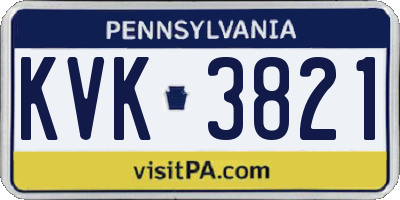 PA license plate KVK3821