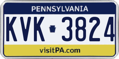 PA license plate KVK3824