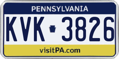 PA license plate KVK3826