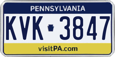 PA license plate KVK3847