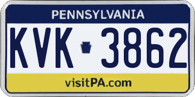 PA license plate KVK3862