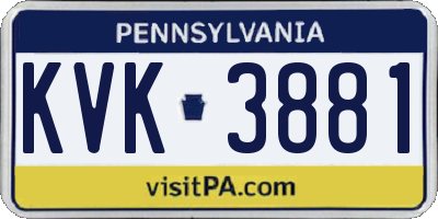 PA license plate KVK3881