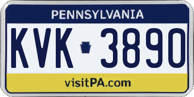 PA license plate KVK3890
