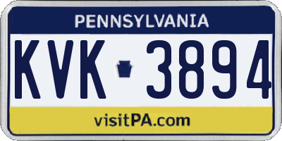 PA license plate KVK3894