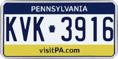 PA license plate KVK3916