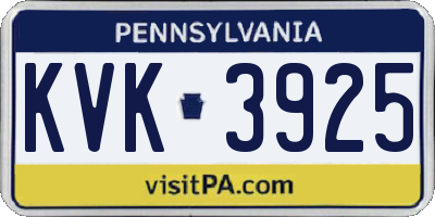 PA license plate KVK3925