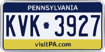 PA license plate KVK3927