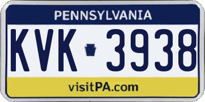 PA license plate KVK3938