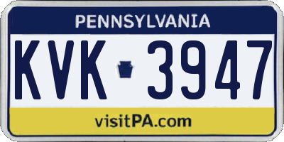PA license plate KVK3947