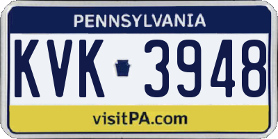 PA license plate KVK3948