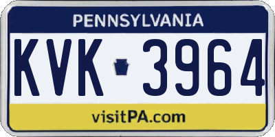 PA license plate KVK3964